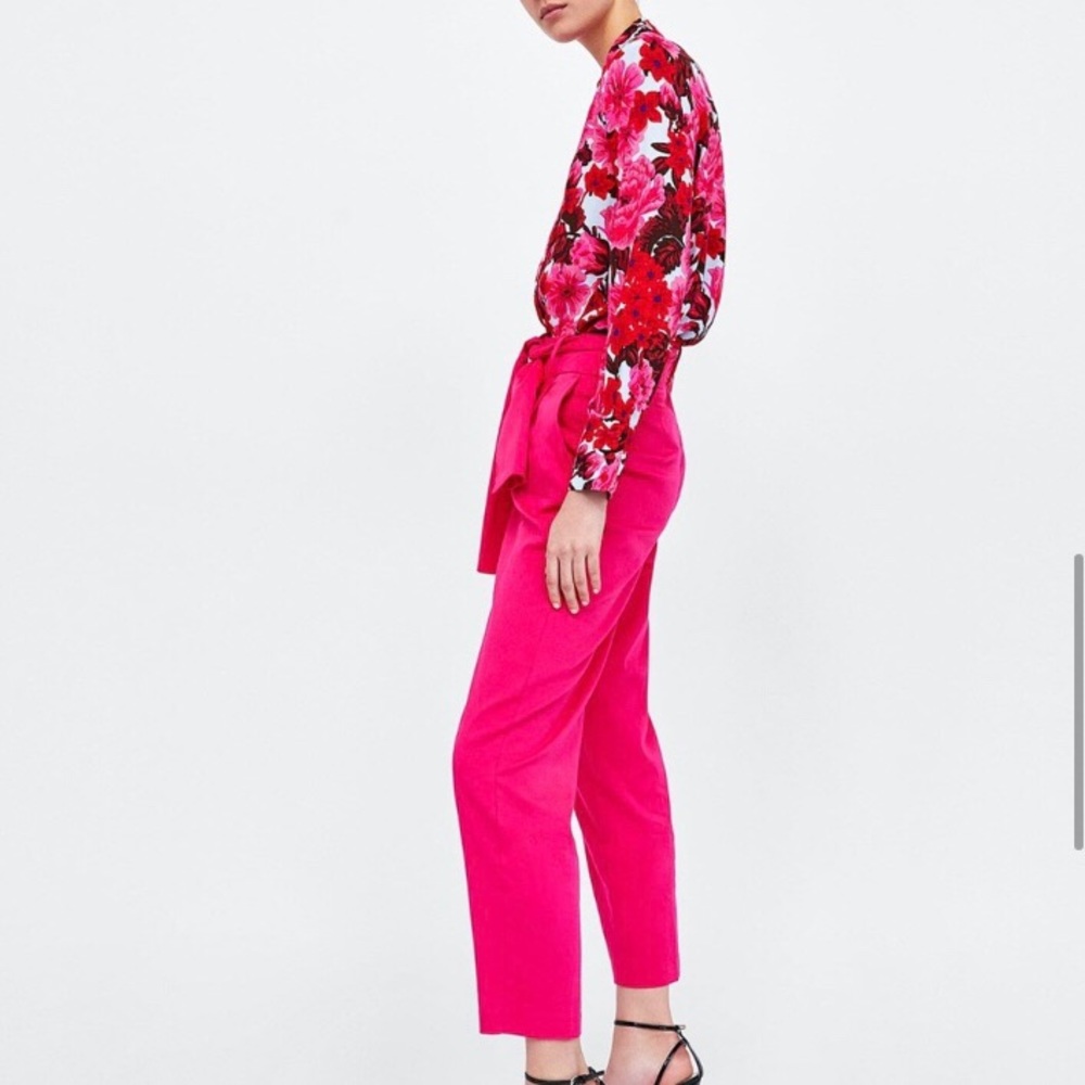 🌟 SOLD🌟 ZARA Straight Leg Hot Pink Trouser - Picture 5 of 8